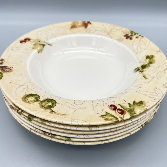 Royal Stafford Earthenware Woodland Large Rim Soup Bowl Set Of 6 RARE PATTERN